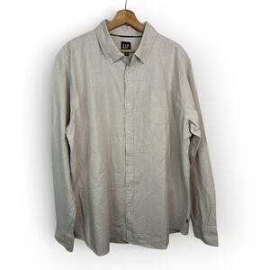 Gap Men XXL Tan Button Down Oxford Shirt Long Sleeve Classic Work Casual Stretch
